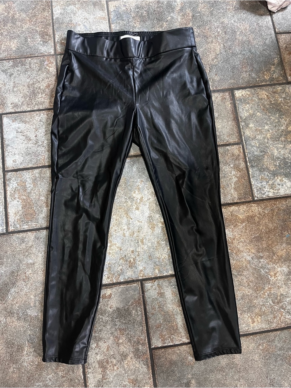 LOFT Black Faux Leather Skinny Pants